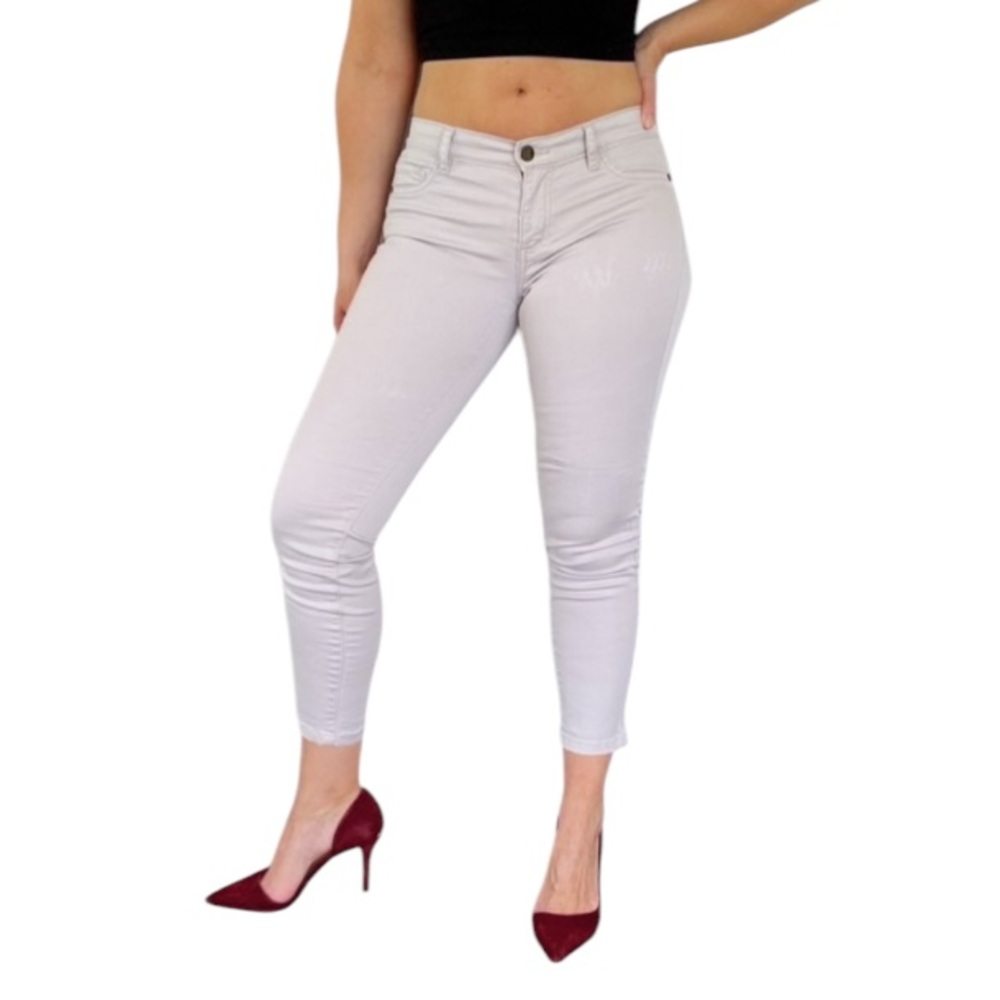 New York & Company light khaki low rise crop cotton stretch skinny pants size 0